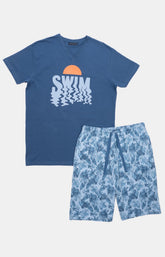Pyjashort Palmier Bleu Homme 3