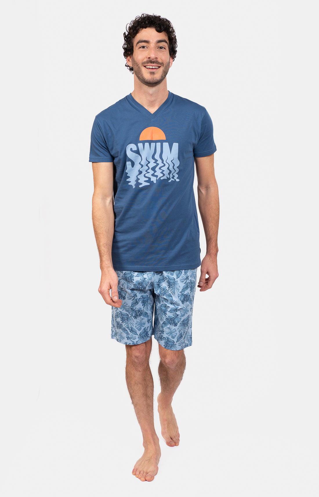 Pyjashort Palmier Bleu Homme 1