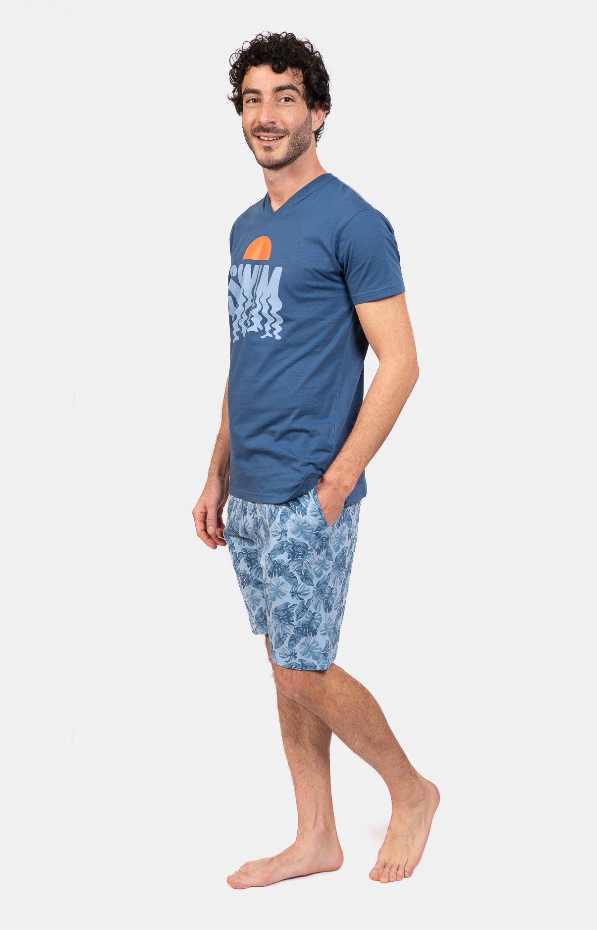 Pyjashort Palmier Bleu Homme 5