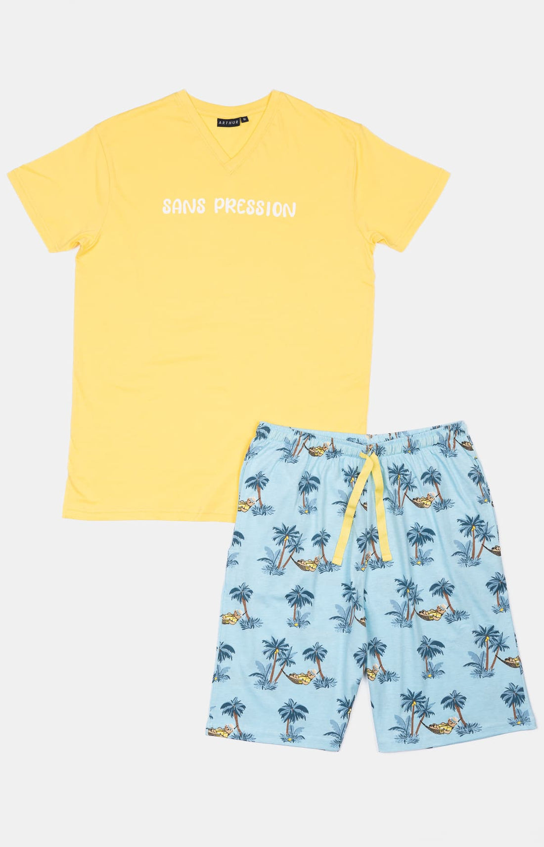 Pyjashort Homme Pas de pression Bleu et Jaune 3