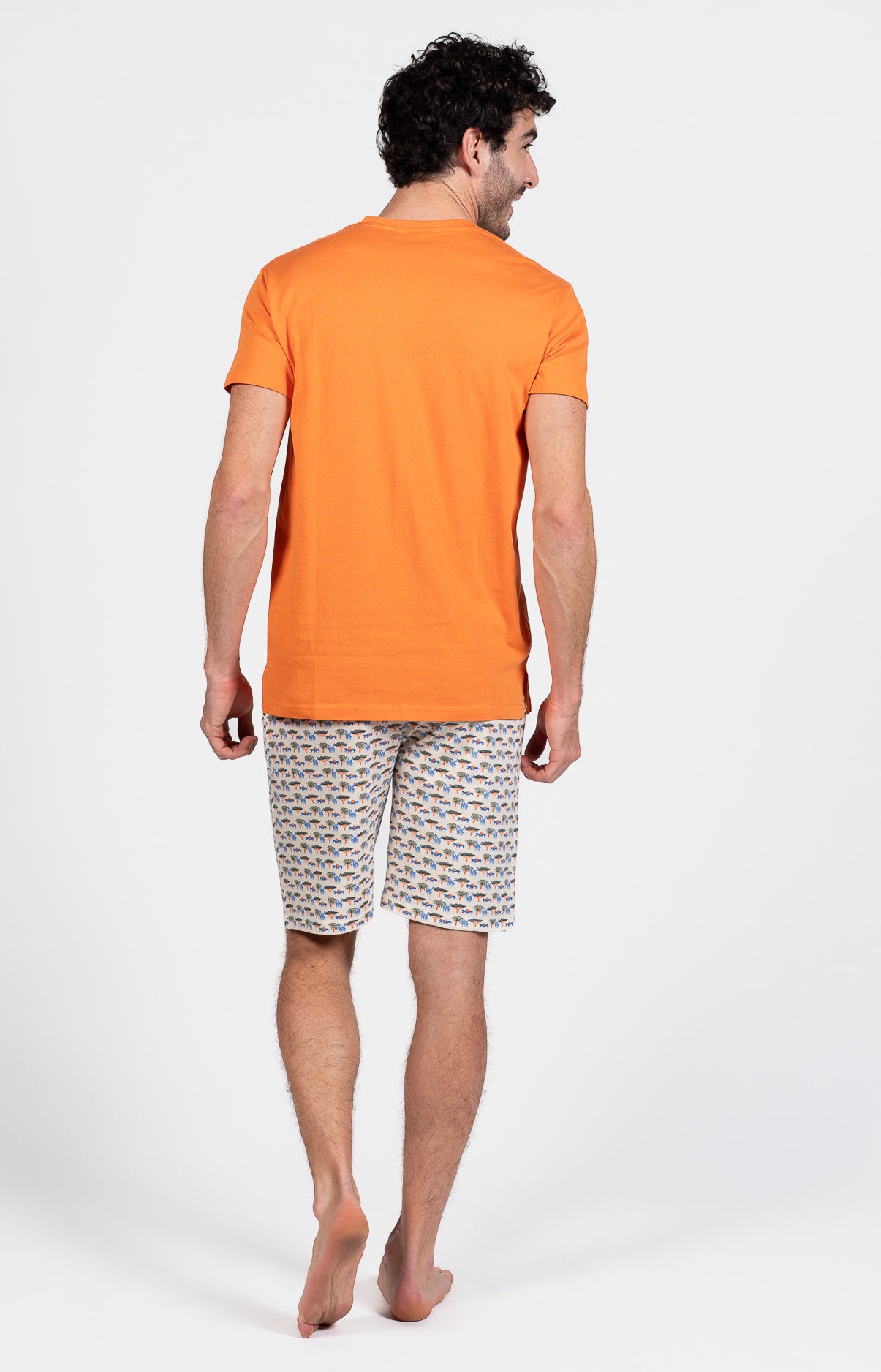 Pyjashort Homme Savane Blanc et Ivoire et Orange 12