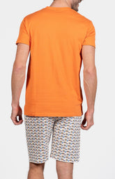 Pyjashort Homme Savane Blanc et Ivoire et Orange 6
