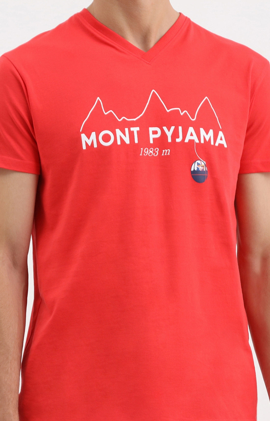 Pyjashort montagne ski mont pyjama rouge homme 2