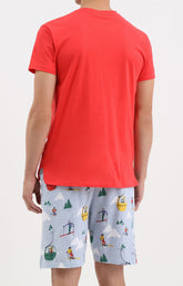 Pyjashort montagne ski mont pyjama rouge homme 3