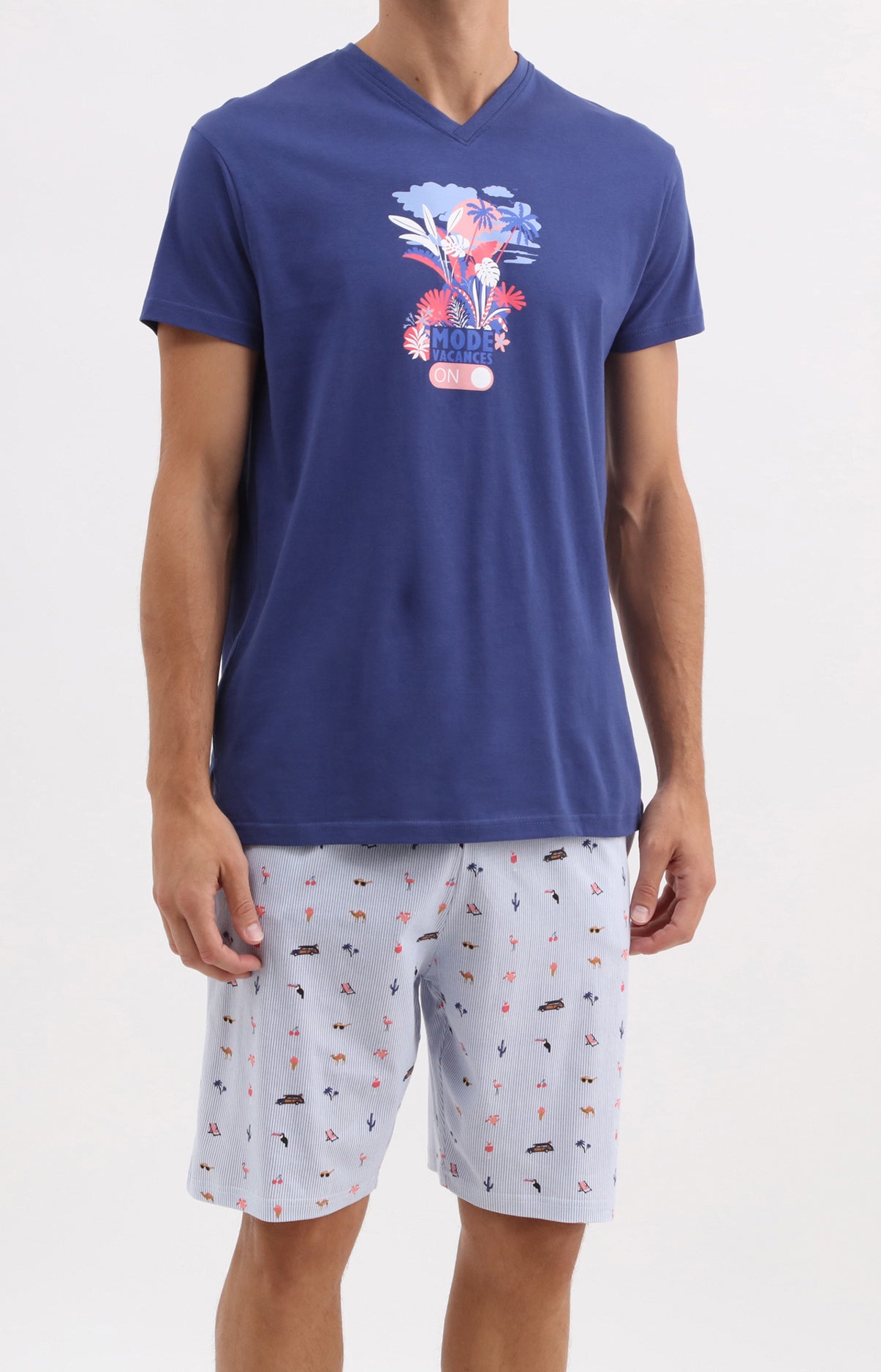 Pyjama Homme Mode vacances ON Imprimé rayures et illustrations vacances 1