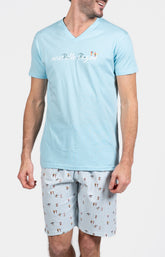 Pyjashort Homme Surf Bleu et Rose 1