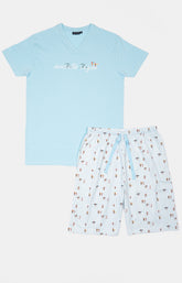 Pyjashort Homme Surf Bleu et Rose 3