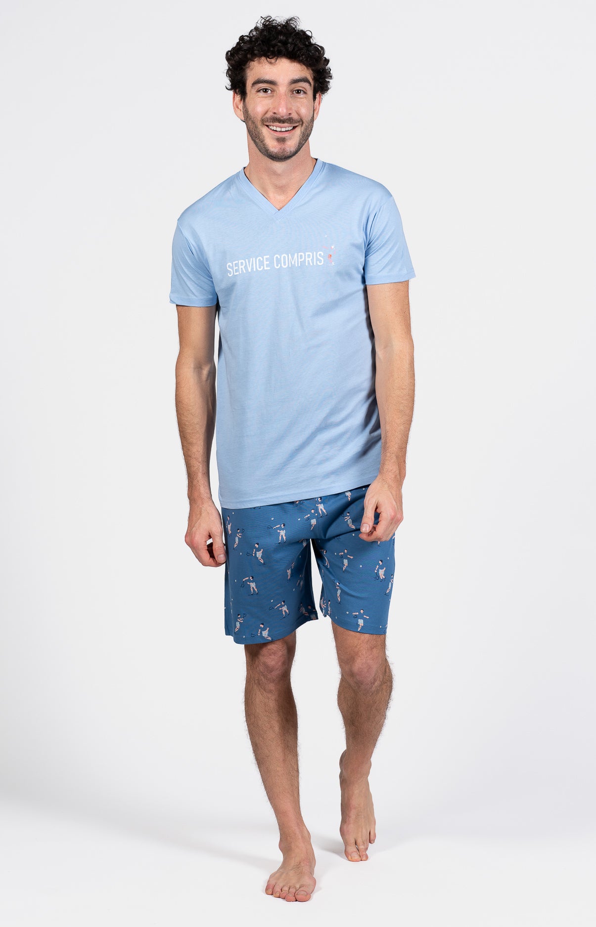 Pyjashort Homme Service Compris Bleu 1