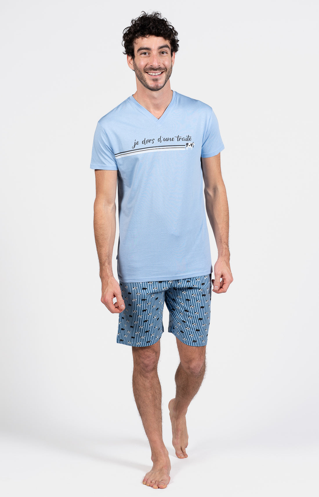 Pyjashort Homme Vache Bleu 1