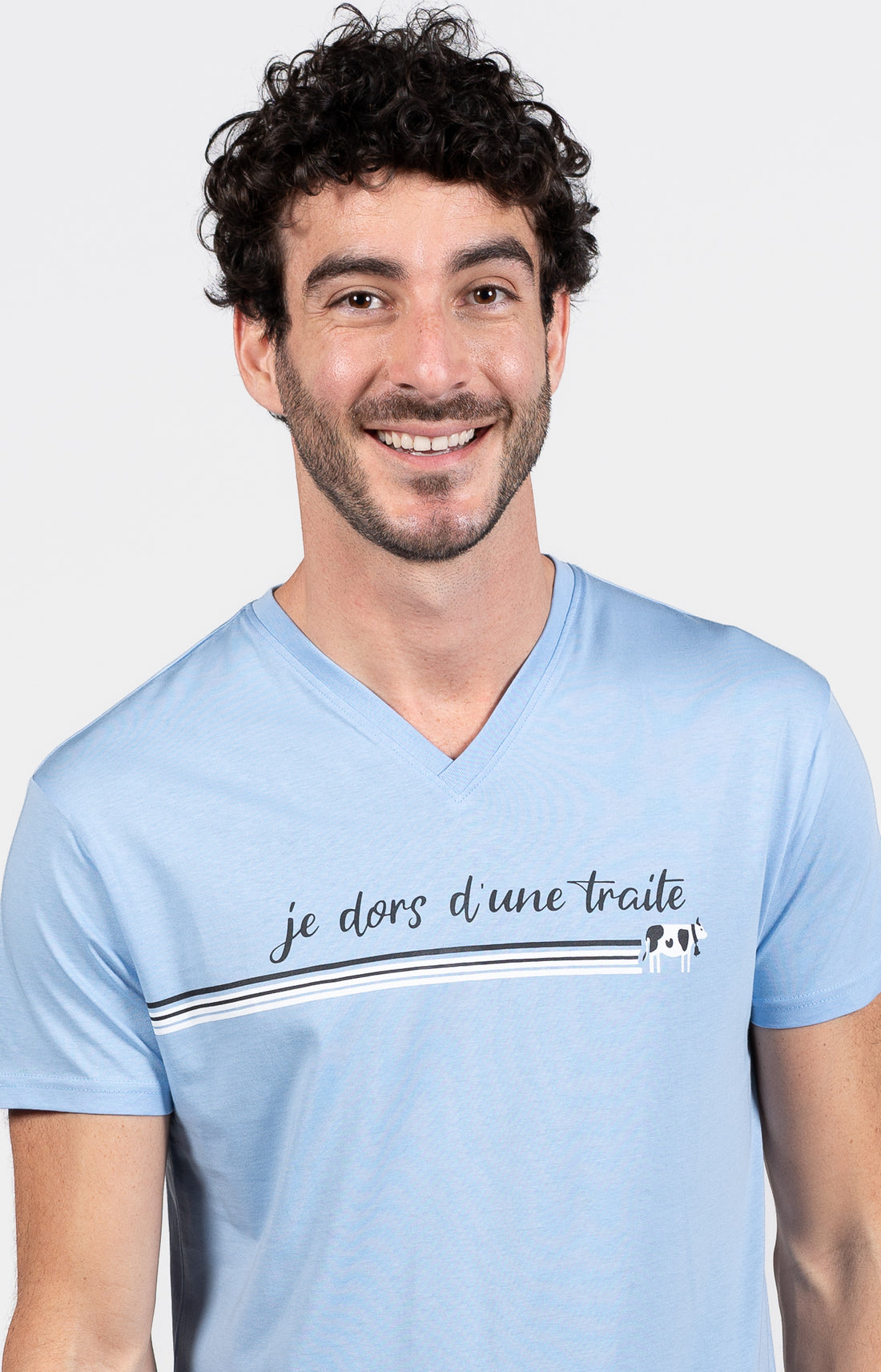 Pyjashort Homme Vache Bleu 2