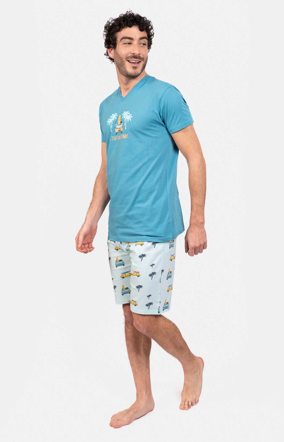 Pyjashort Voiture Bleu Homme 5