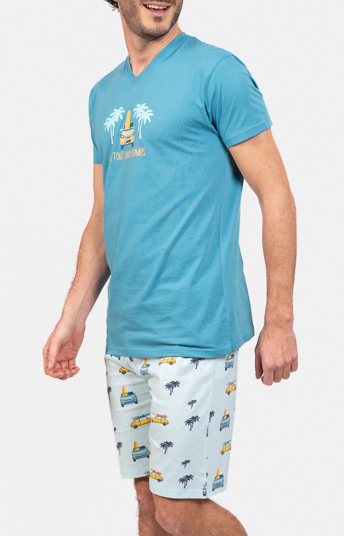 Pyjashort Voiture Bleu Homme 5