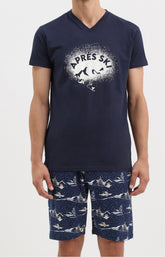 Pyjashort Après ski bleu marine homme 1