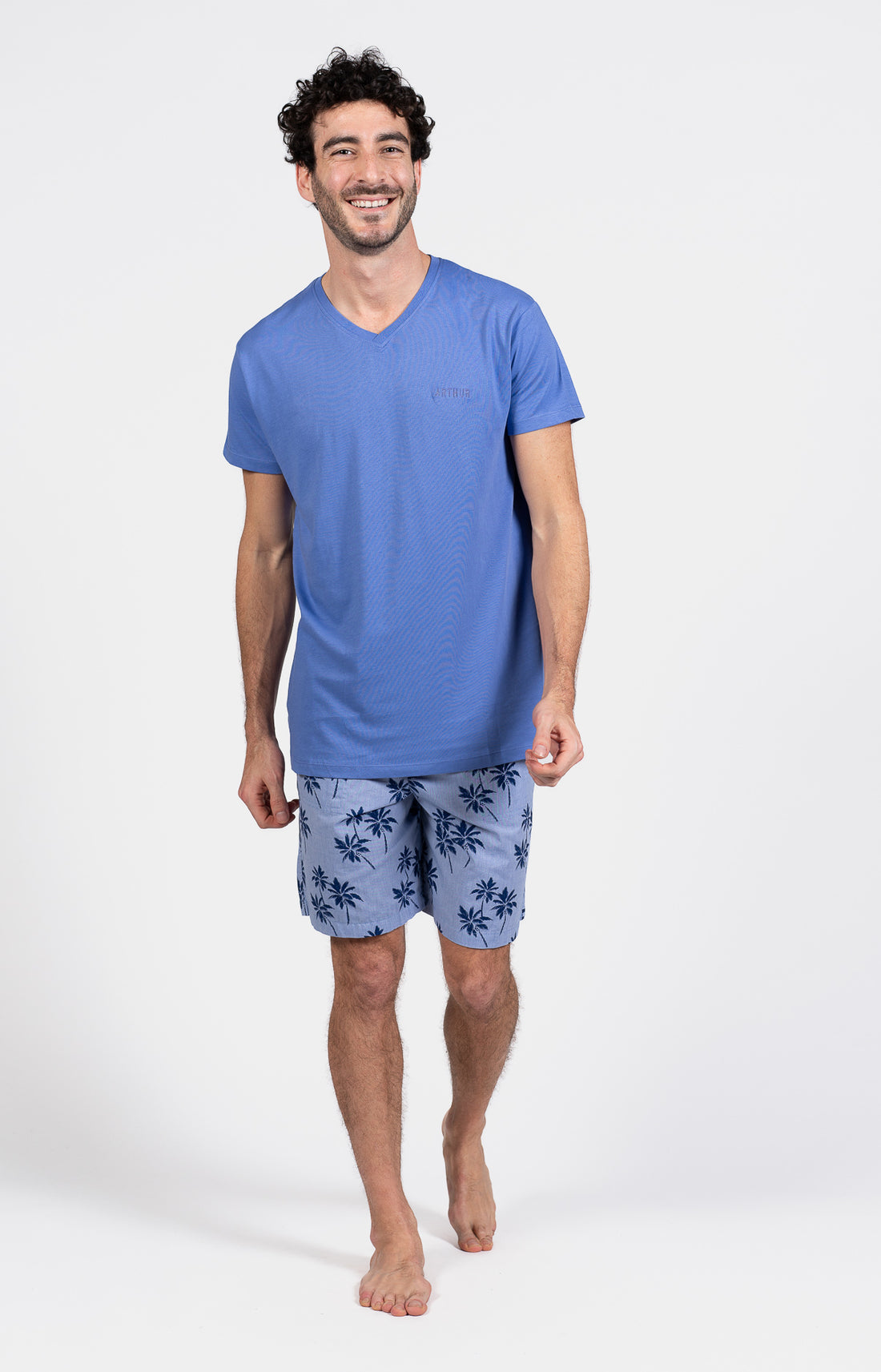 Pyjashort Homme Palmier Bleu 13