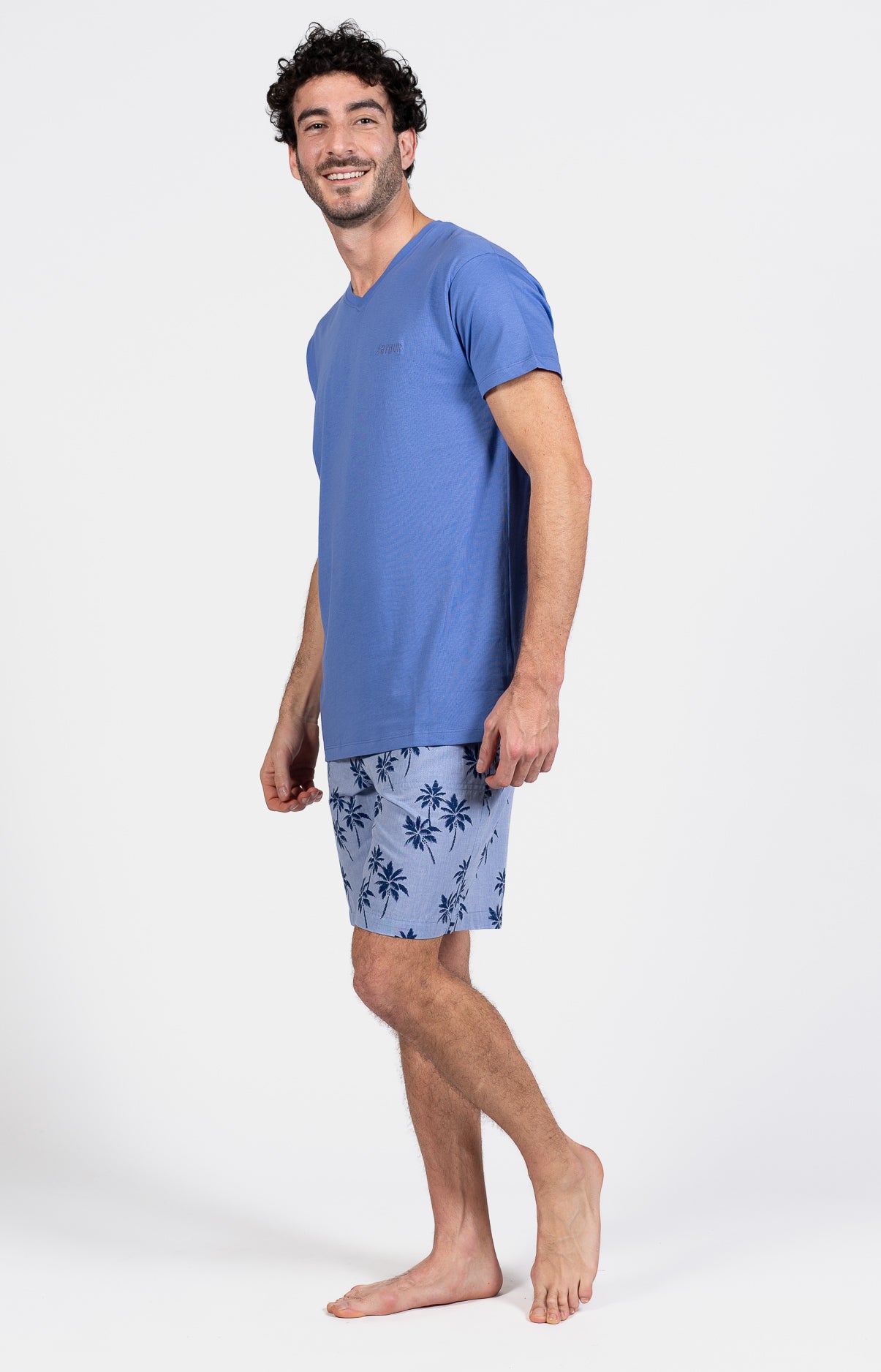 Pyjashort Homme Palmier Bleu 17