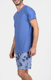 Pyjashort Homme Palmier Bleu 5