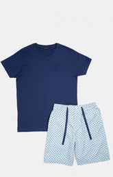 Pyjashort Homme Pois Marine et Bleu 3