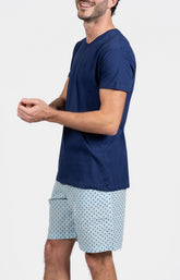 Pyjashort Homme Pois Marine et Bleu 5