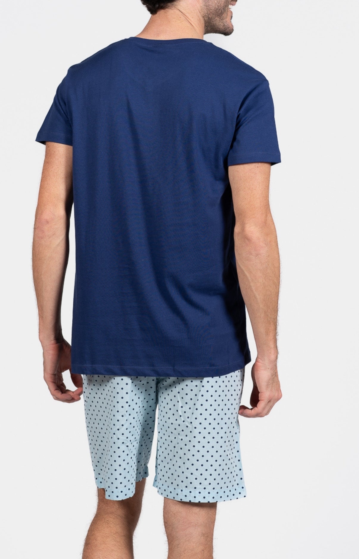 Pyjashort Homme Pois Marine et Bleu 6