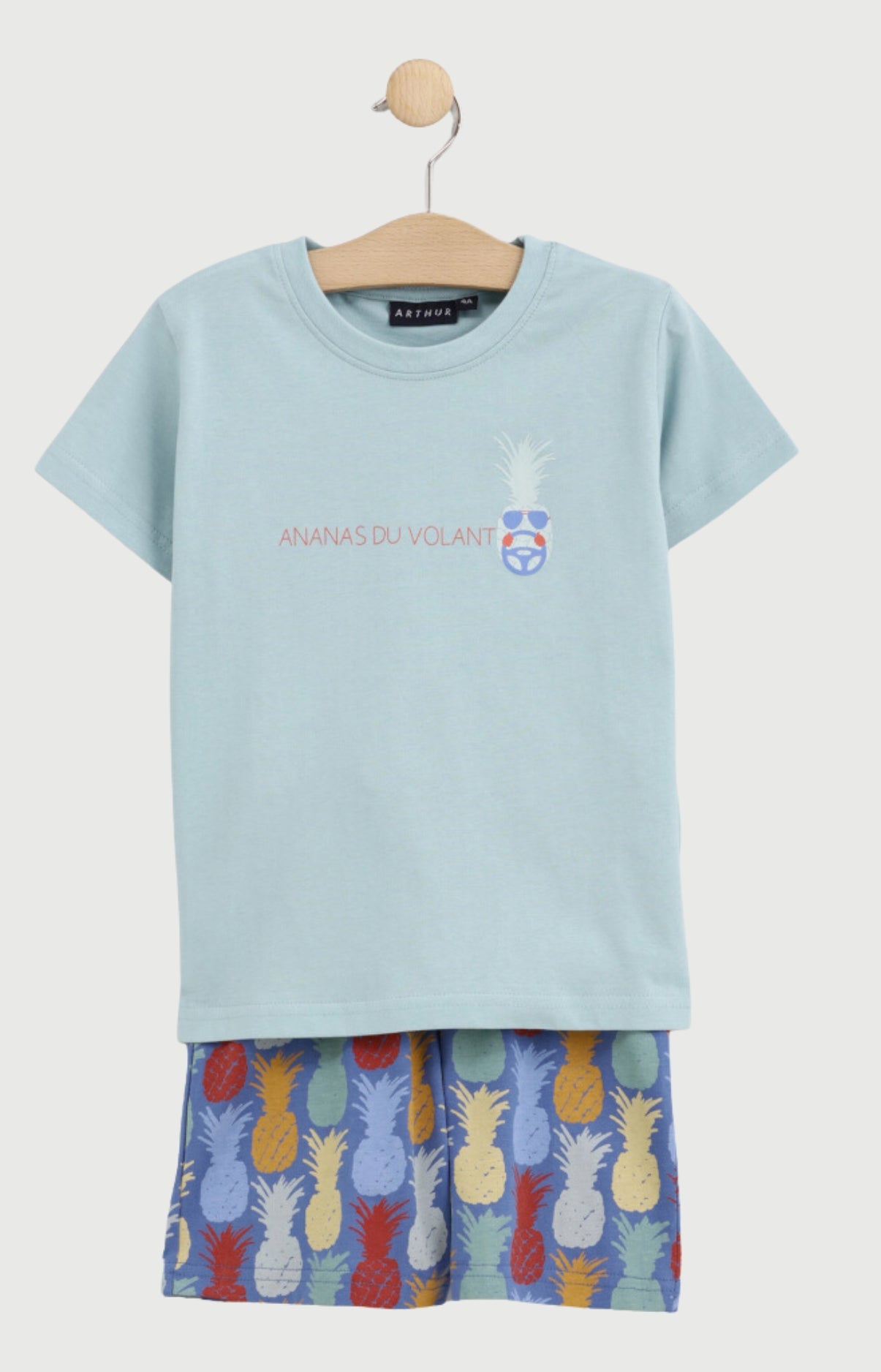 Pyjashort Enfant Ananas du volant en jersey de coton léger 1