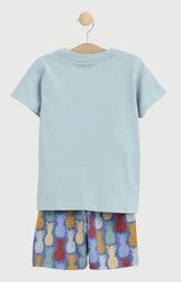 Pyjashort Enfant Ananas du volant en jersey de coton léger 2