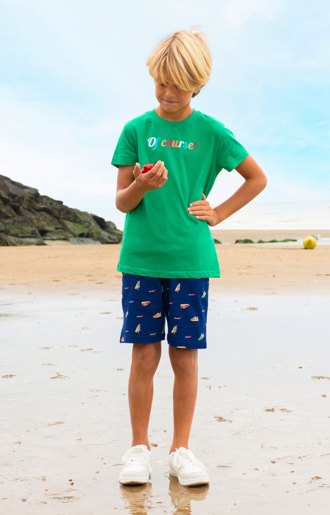 Pyjashort Enfant Sneakers Vert et Marine 1