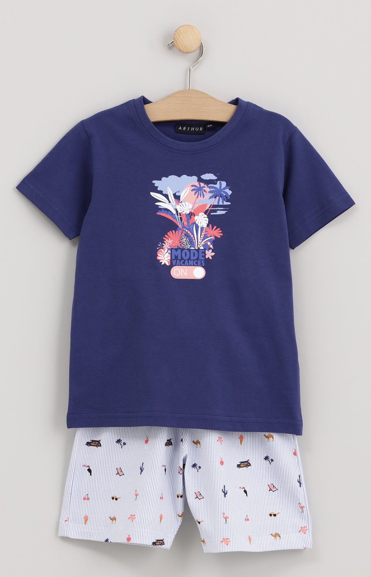 Pyjama Enfant Mode vacances ON Imprimé rayures et illustrations vacances 1