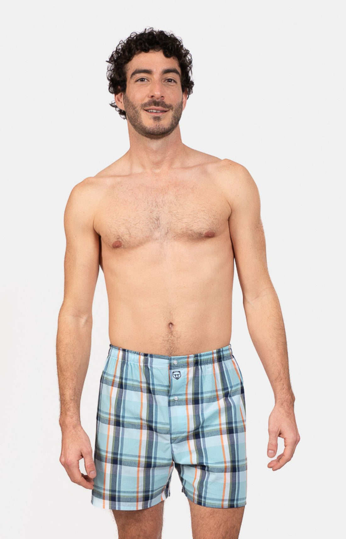 Caleçon classique à carreaux bleu Homme 1