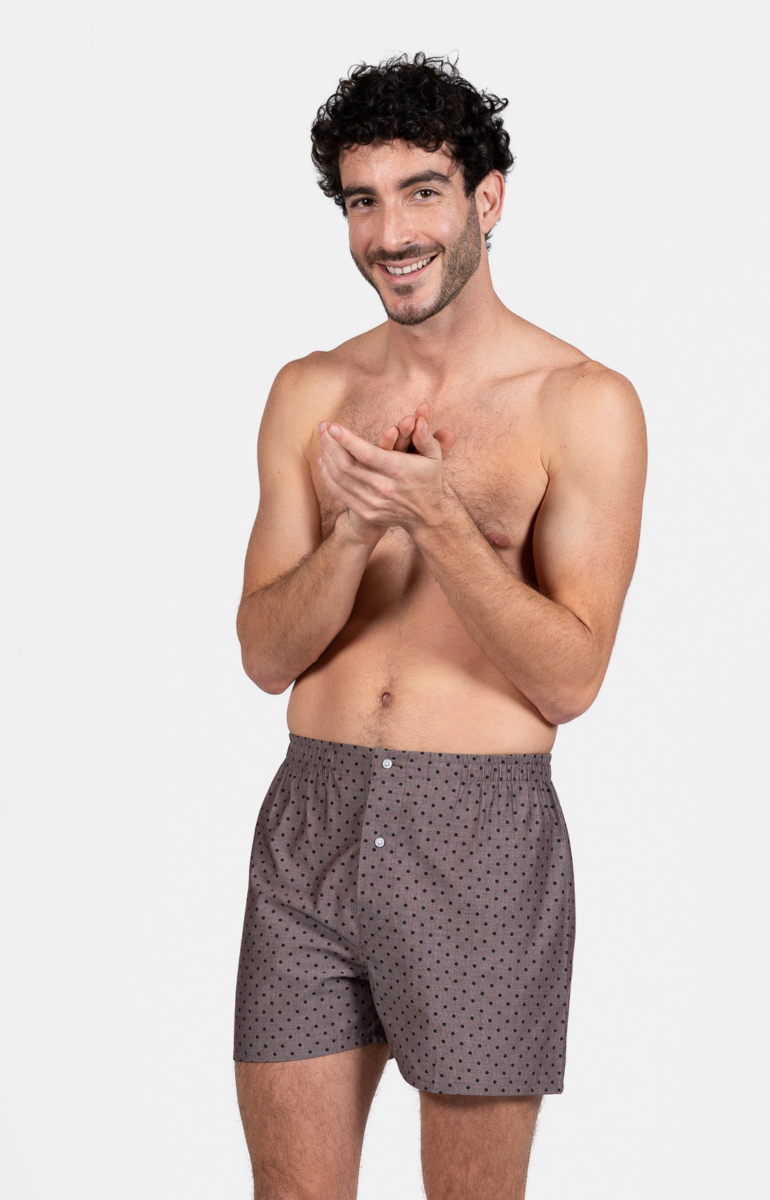 Caleçon classique Homme Pois Chocolat Beige et Marron 1