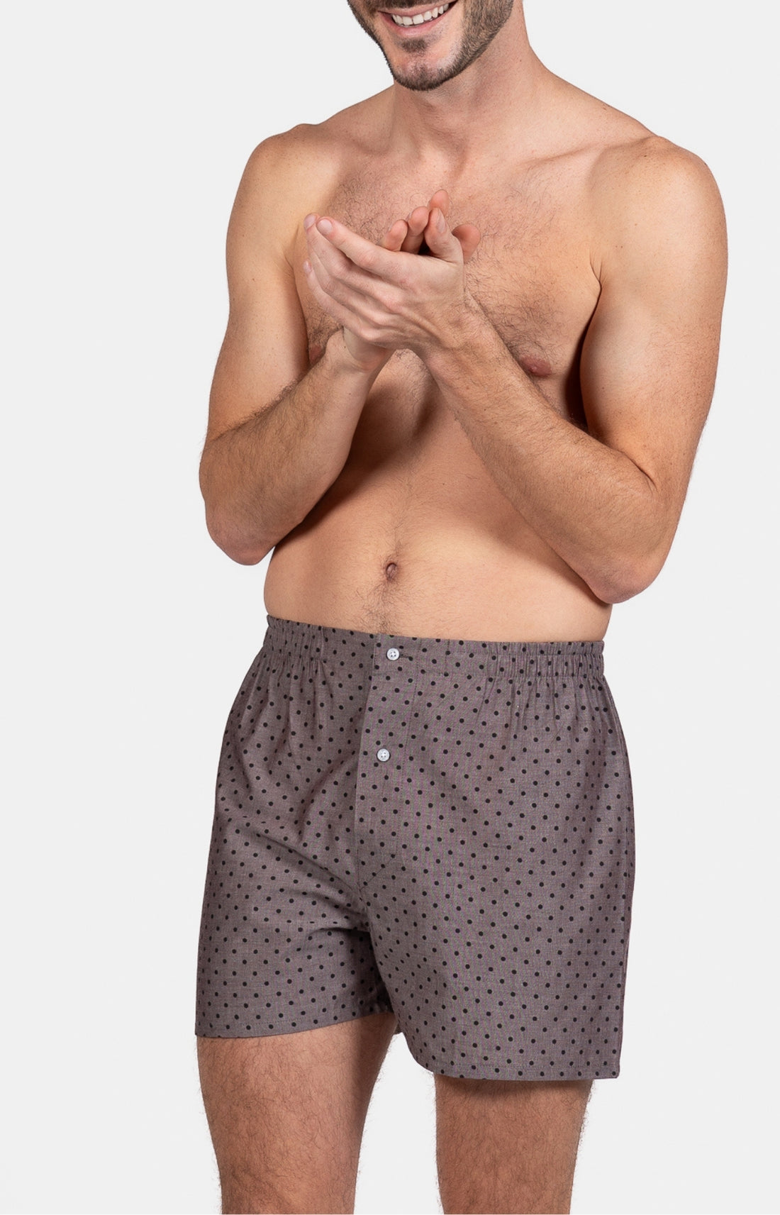 Caleçon classique Homme Pois Chocolat Beige et Marron 1