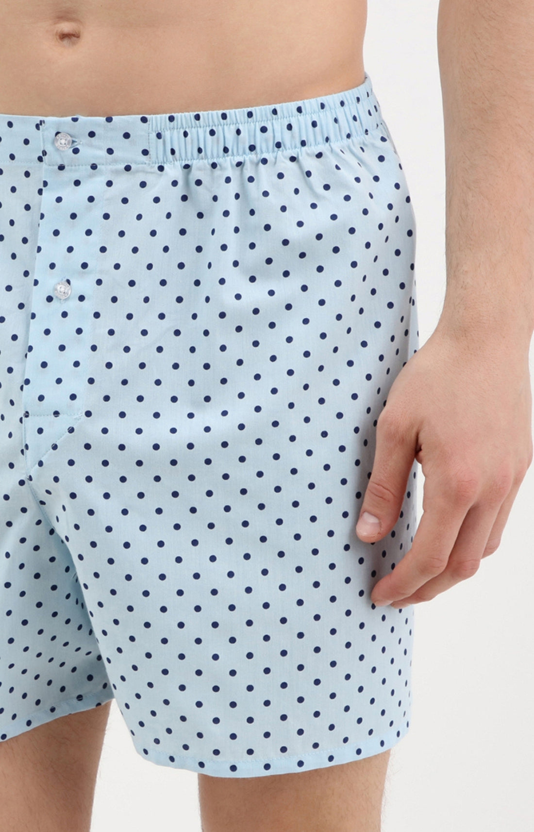 Caleçon homme bleu ciel à pois 1