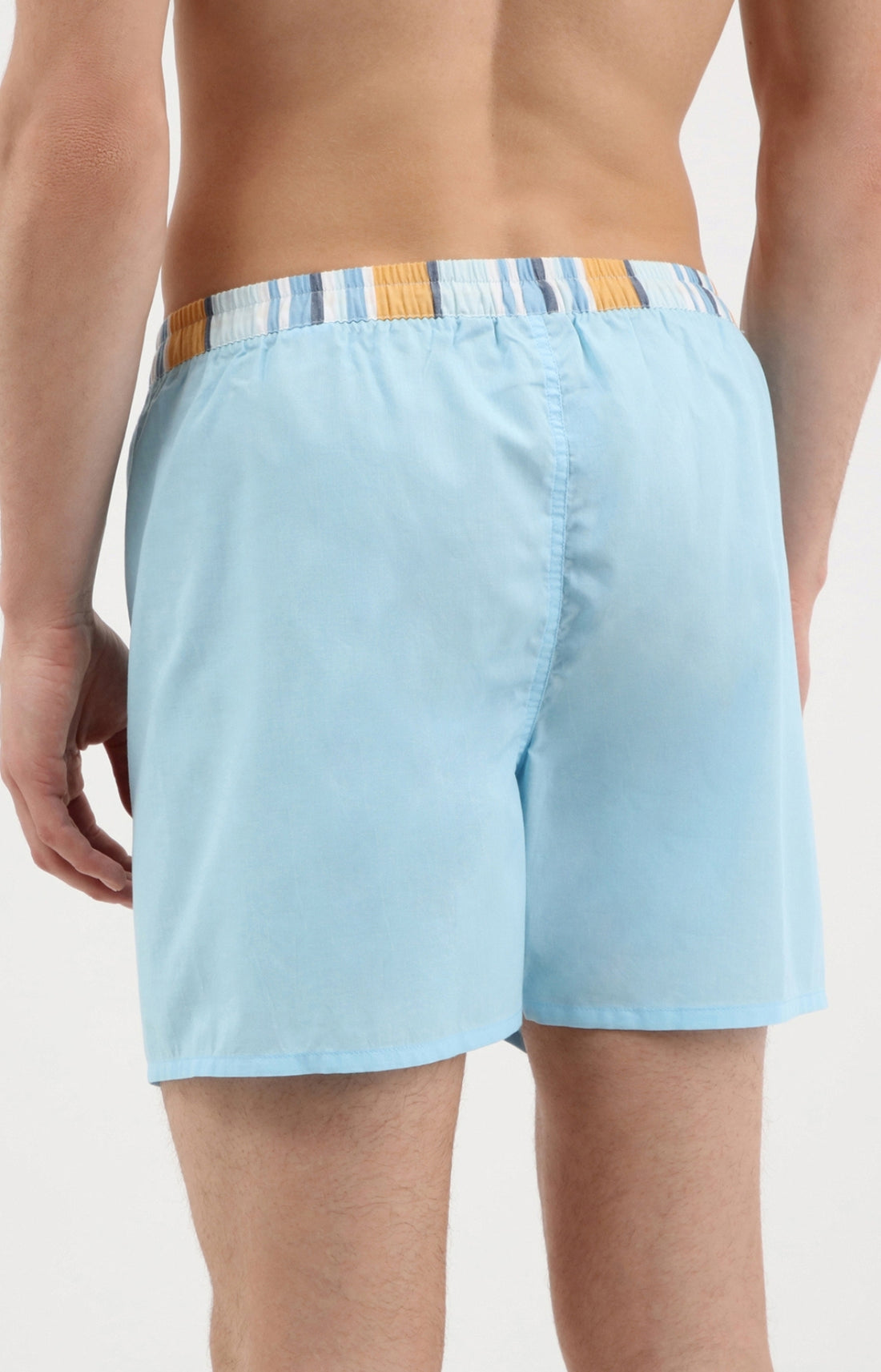 Caleçon homme uni bleu ciel ceinture à carreaux 3