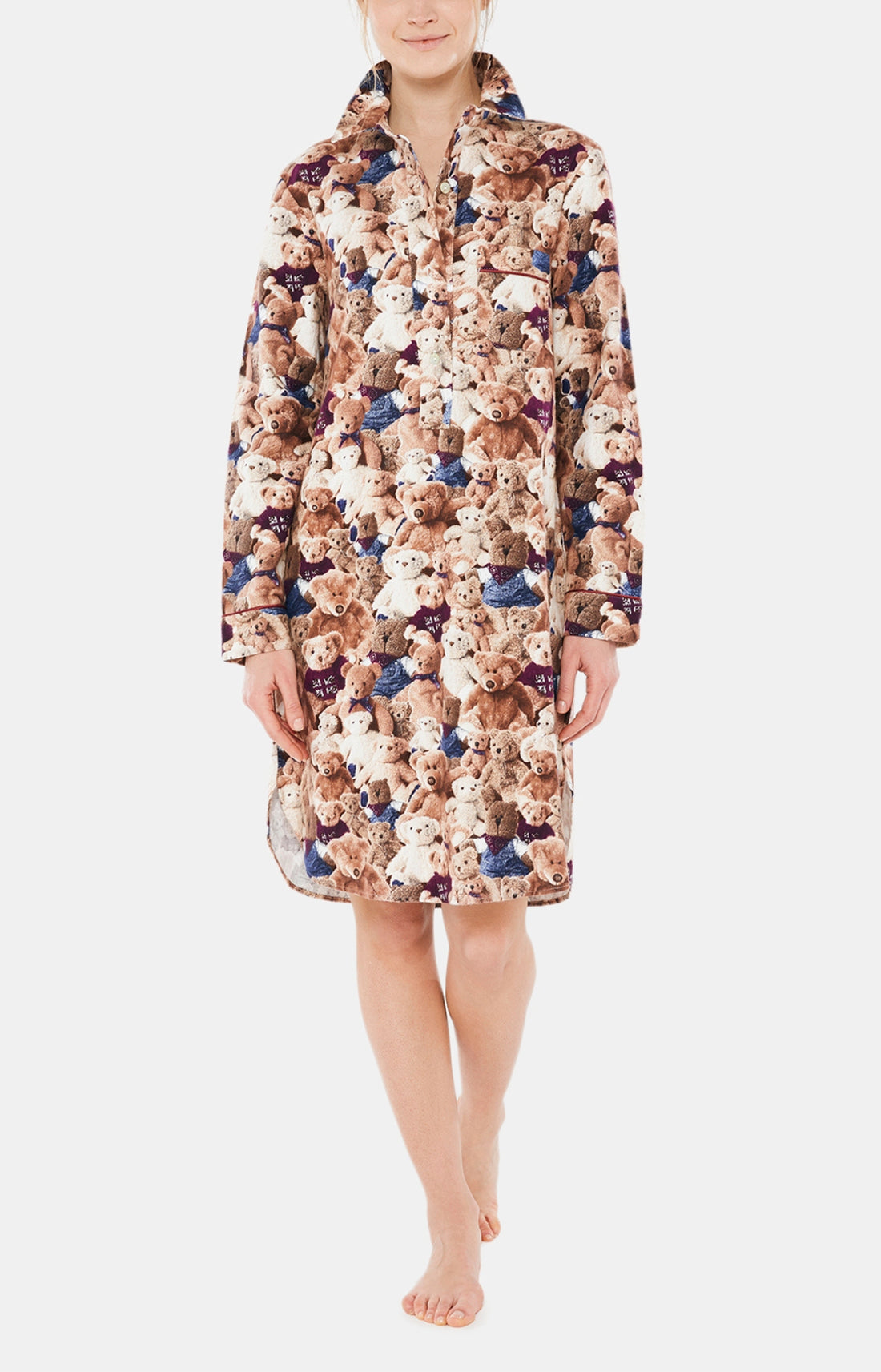 Chemise de nuit Grand-Père Femme Teddy Beige et Marron 4