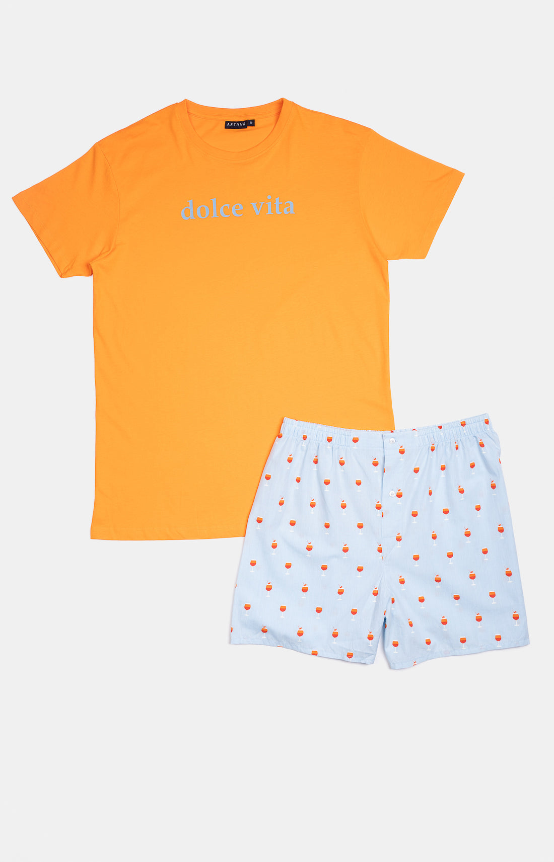 Pyjama court Pyjaméricain Homme Apéro Bleu et Orange 3