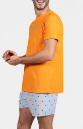 Pyjama court Pyjaméricain Homme Apéro Bleu et Orange 5