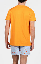 Pyjama court Pyjaméricain Homme Apéro Bleu et Orange 6