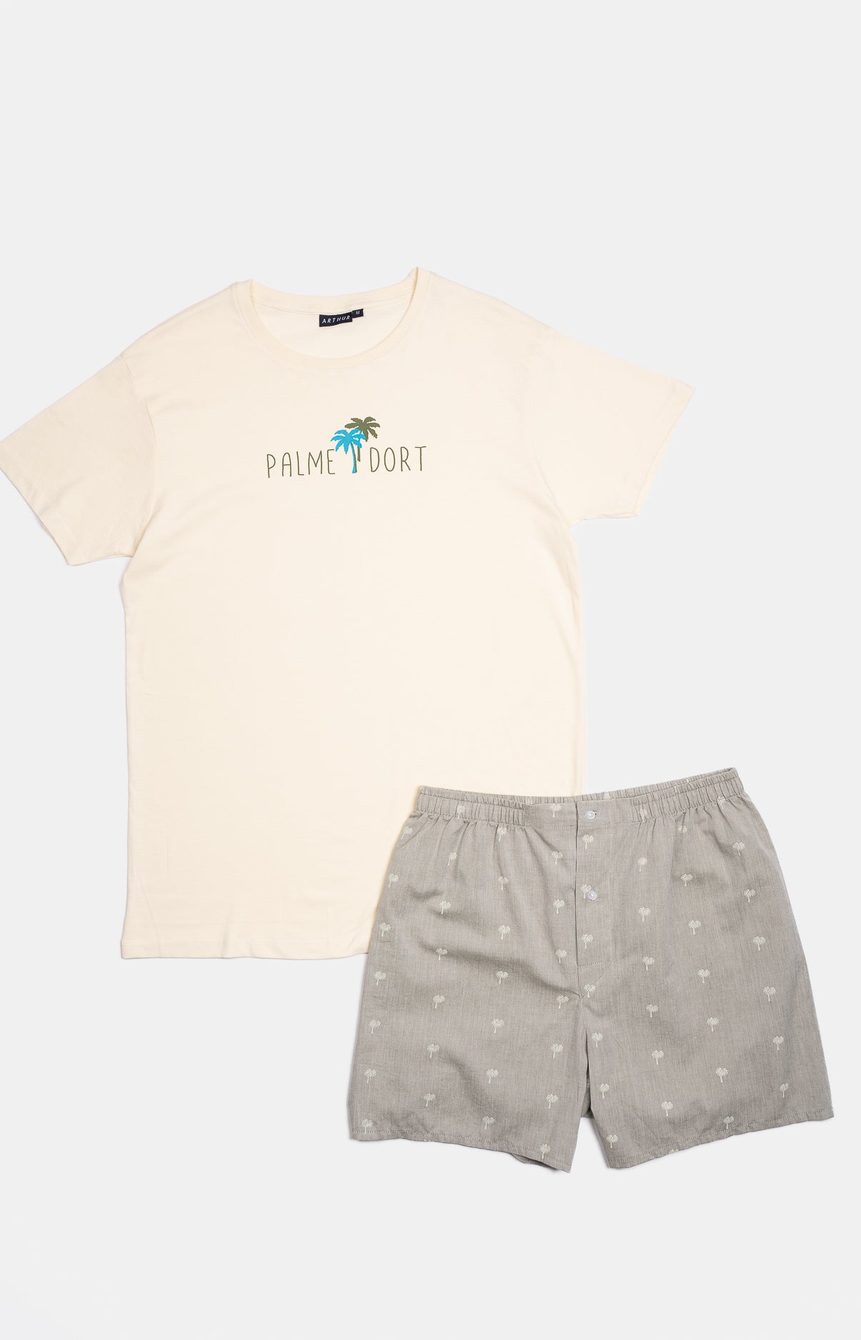 Pyjama court Pyjaméricain Homme Coco Blanc et Ivoire et Vert 3