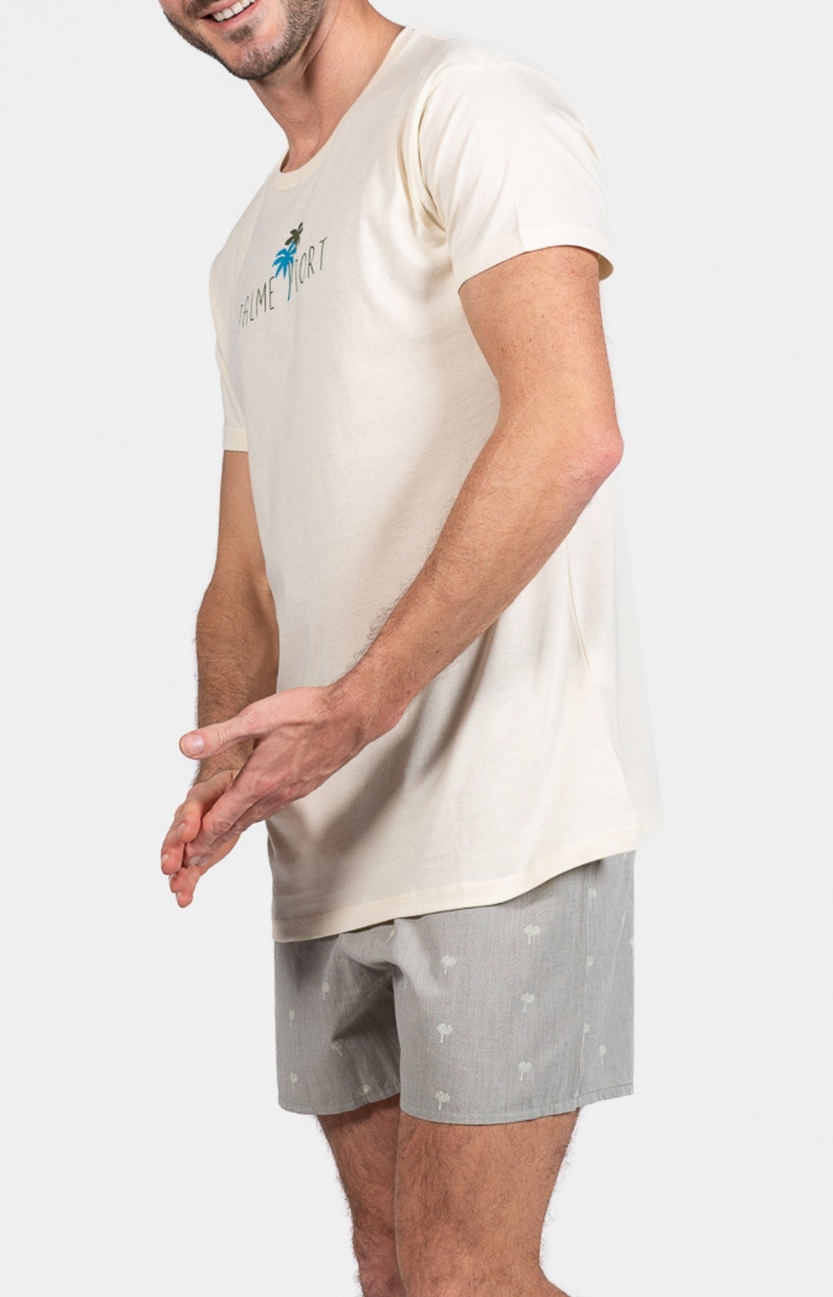 Pyjama court Pyjaméricain Homme Coco Blanc et Ivoire et Vert 5