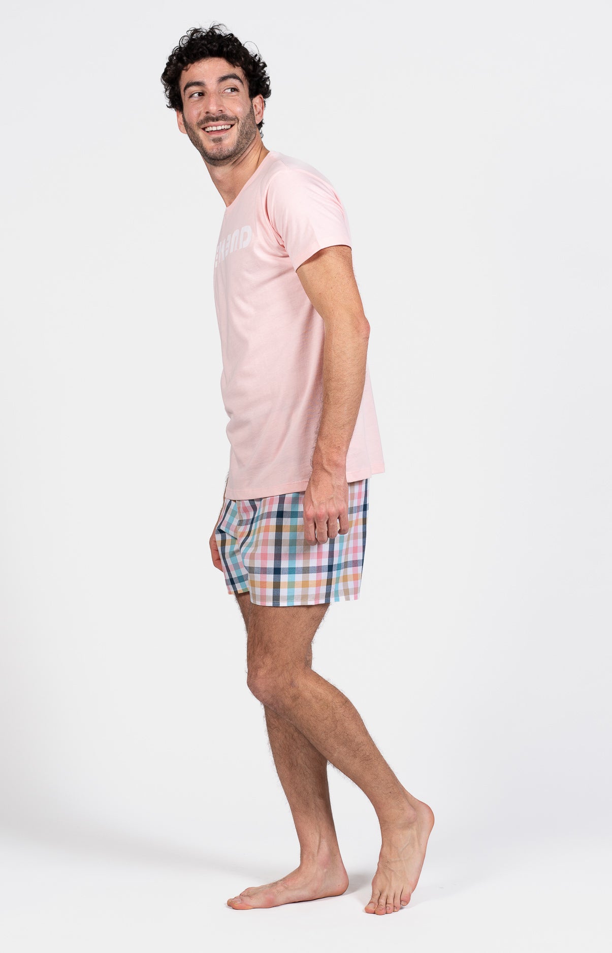 Pyjama court Pyjaméricain Homme Criston Rose et Multicolore 5