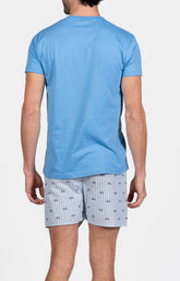 Pyjama court Pyjaméricain Homme Tour du cadran Bleu 6