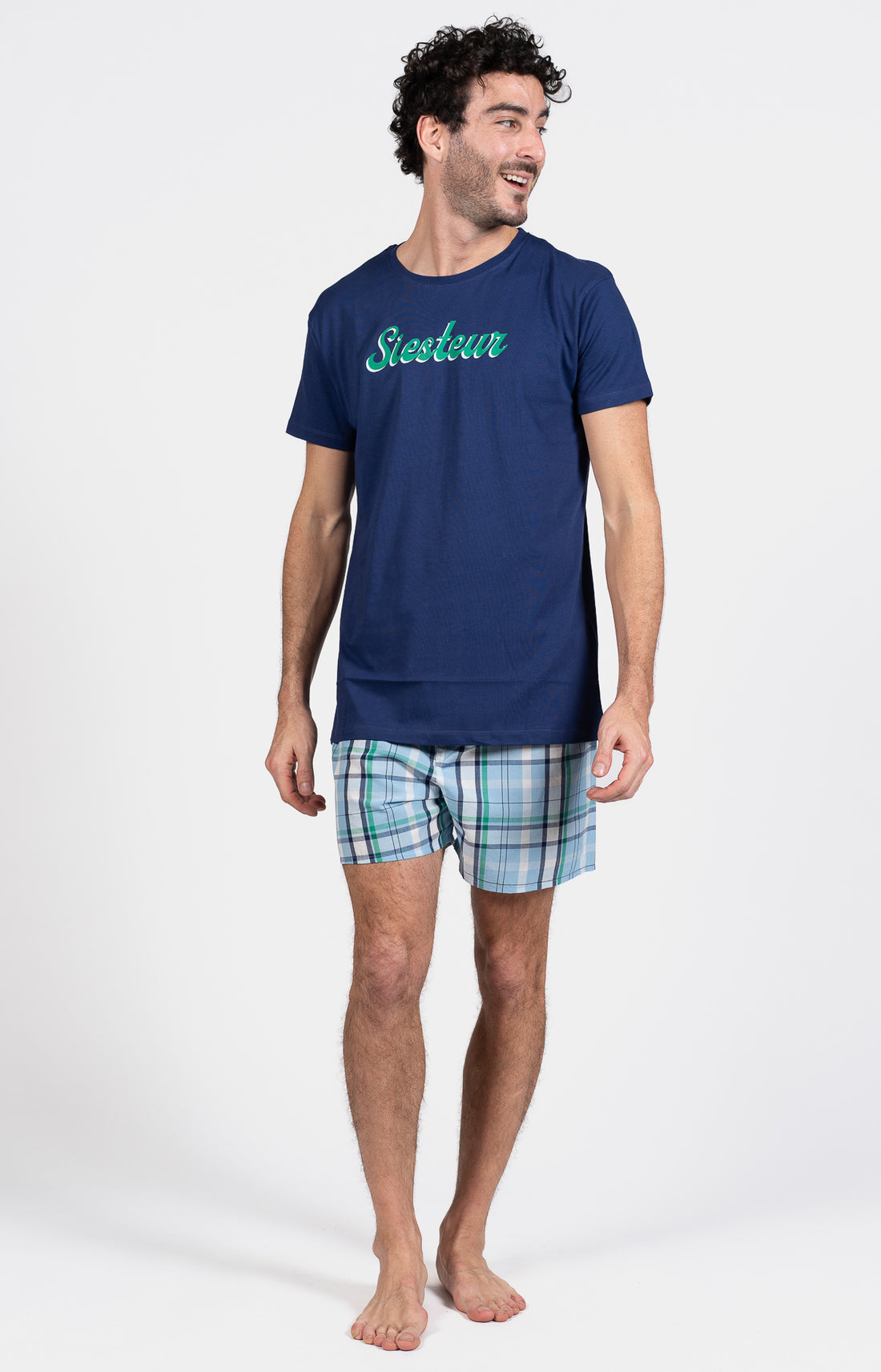 Pyjama court Pyjaméricain Homme Hugh Bleu et Marine 1