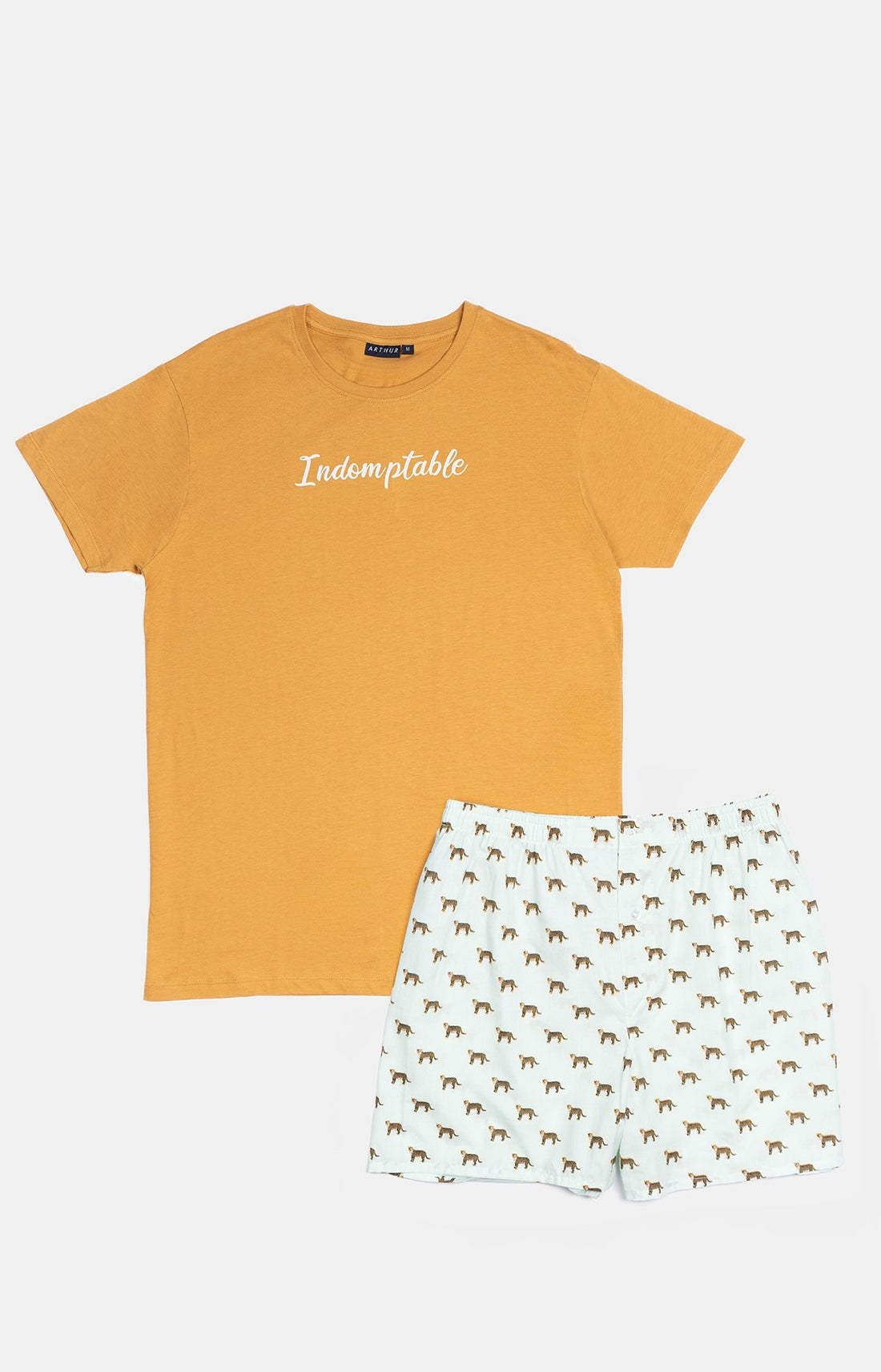 Pyjama court Pyjaméricain Homme Khan Bleu et Jaune 3