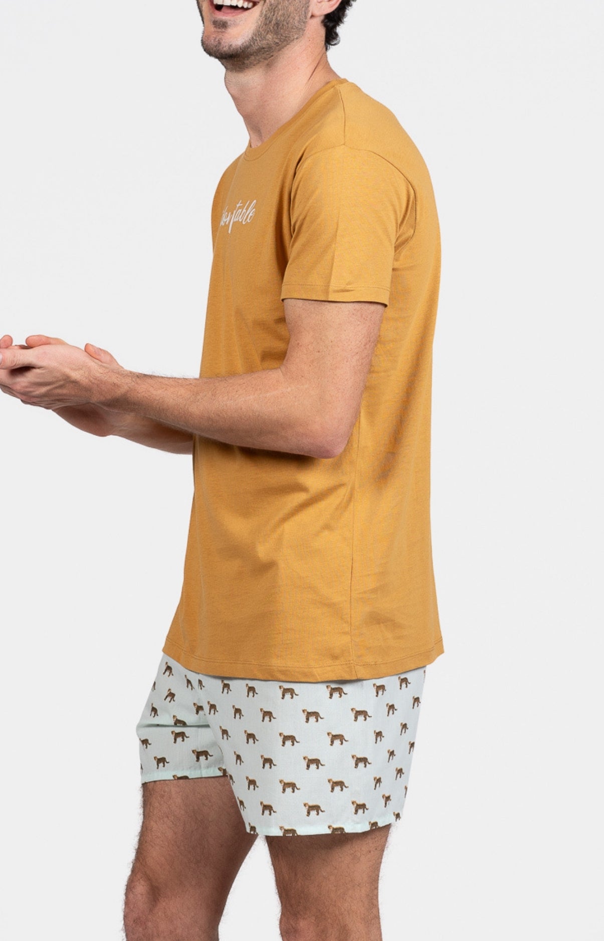 Pyjama court Pyjaméricain Homme Khan Bleu et Jaune 5