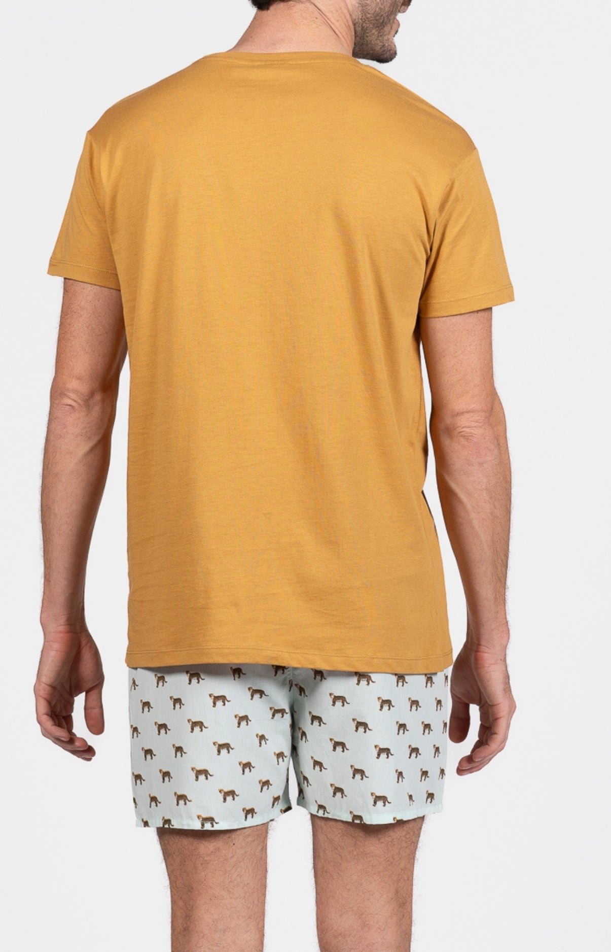 Pyjama court Pyjaméricain Homme Khan Bleu et Jaune 6