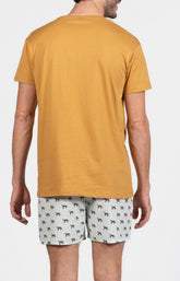 Pyjama court Pyjaméricain Homme Khan Bleu et Jaune 6