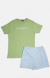 Pyjama court Pyjaméricain Homme Kiwi Bleu et Vert 3