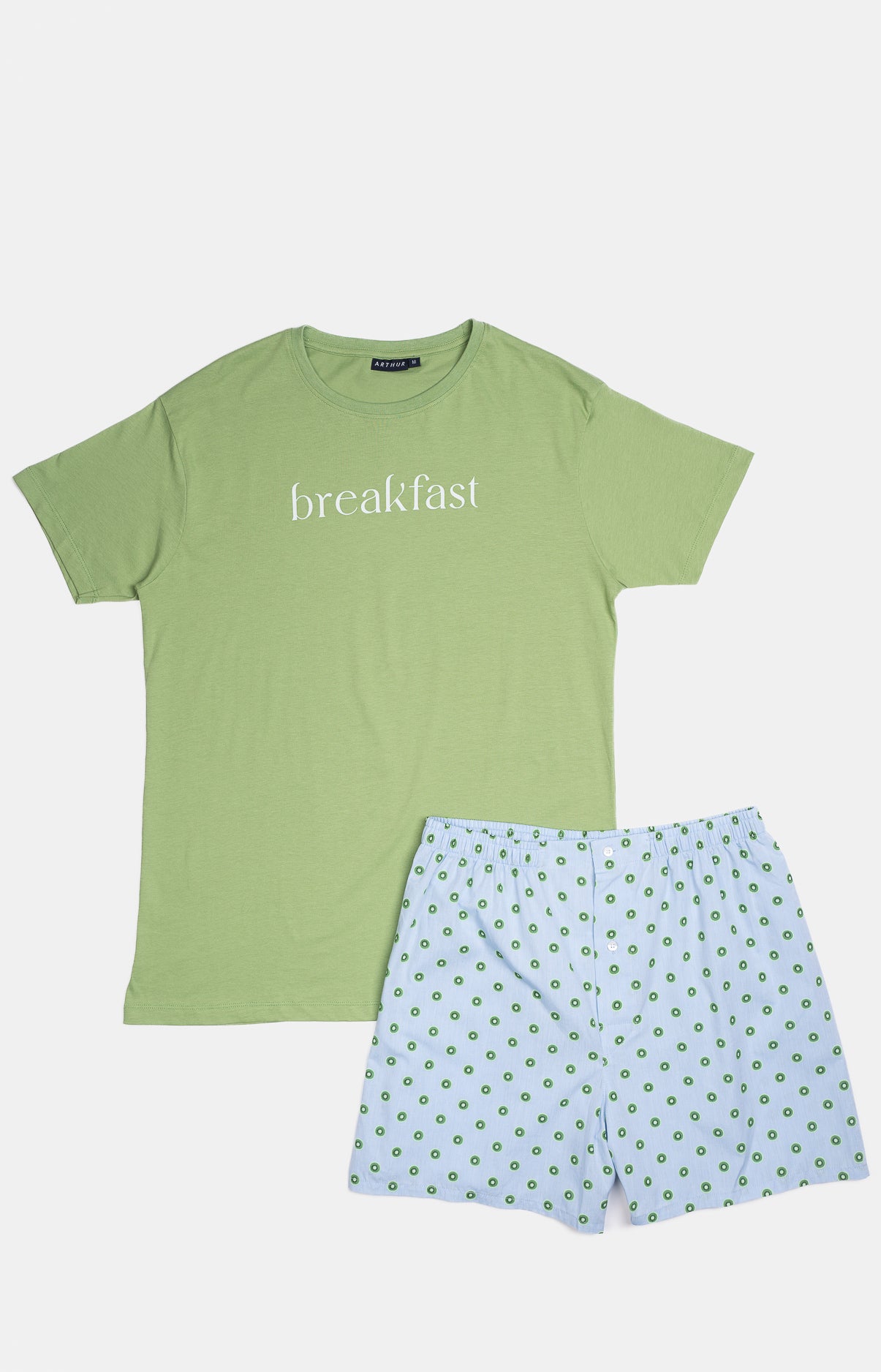 Pyjama court Pyjaméricain Homme Kiwi Bleu et Vert 3