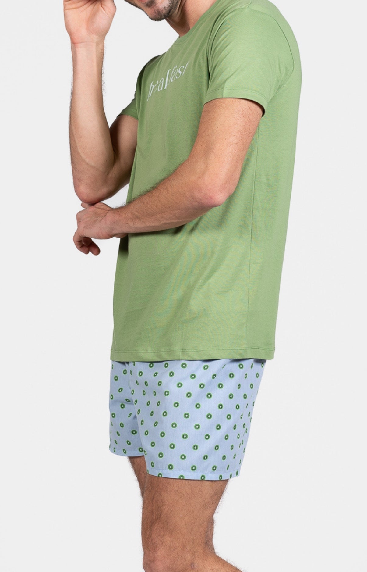 Pyjama court Pyjaméricain Homme Kiwi Bleu et Vert 5