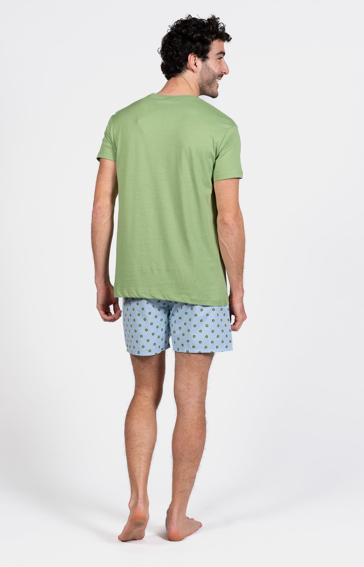 Pyjama court Pyjaméricain Homme Kiwi Bleu et Vert 6