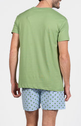 Pyjama court Pyjaméricain Homme Kiwi Bleu et Vert 6
